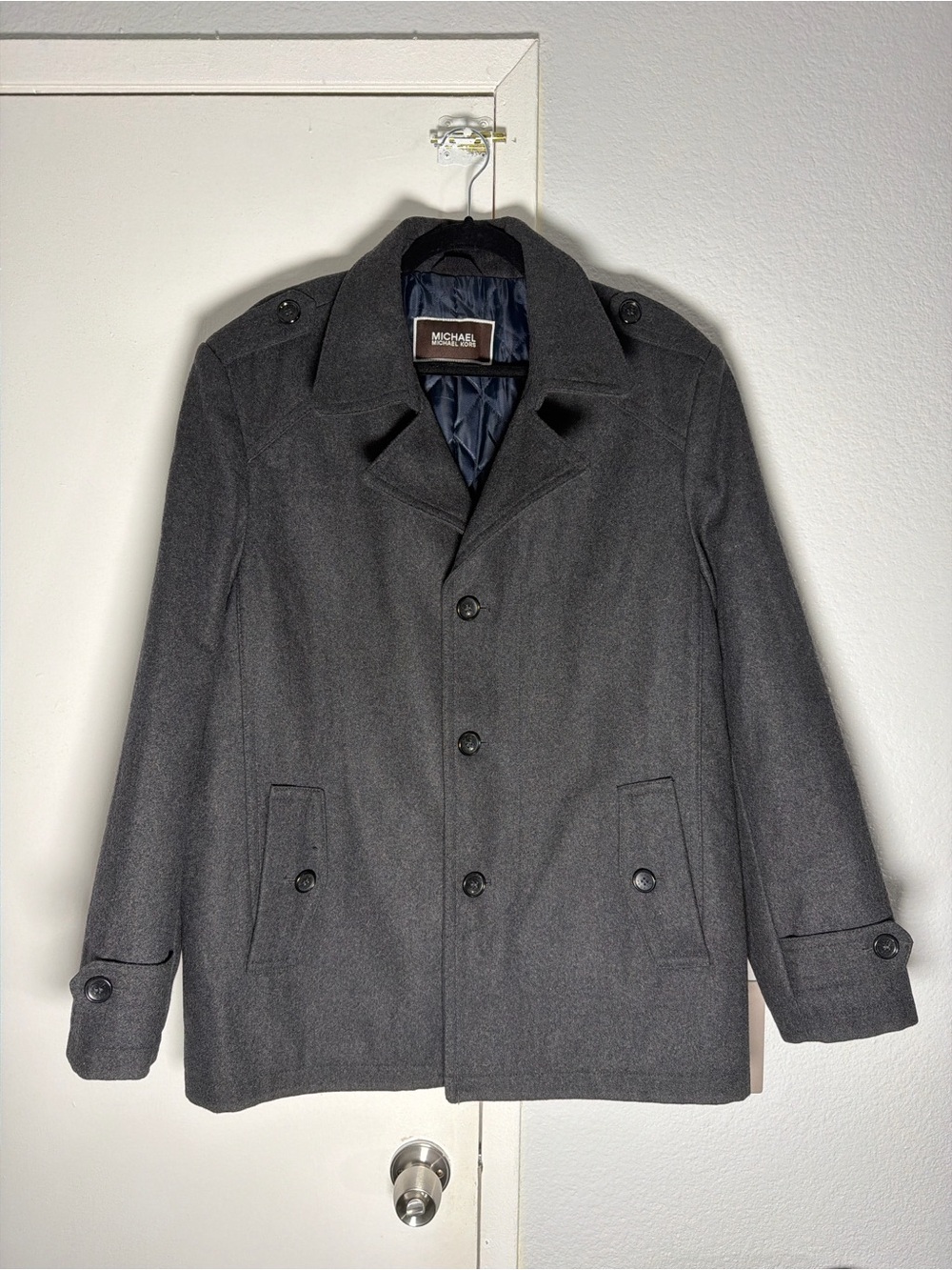 Michael Kors Charcoal Gray Wool Blend Peacoat